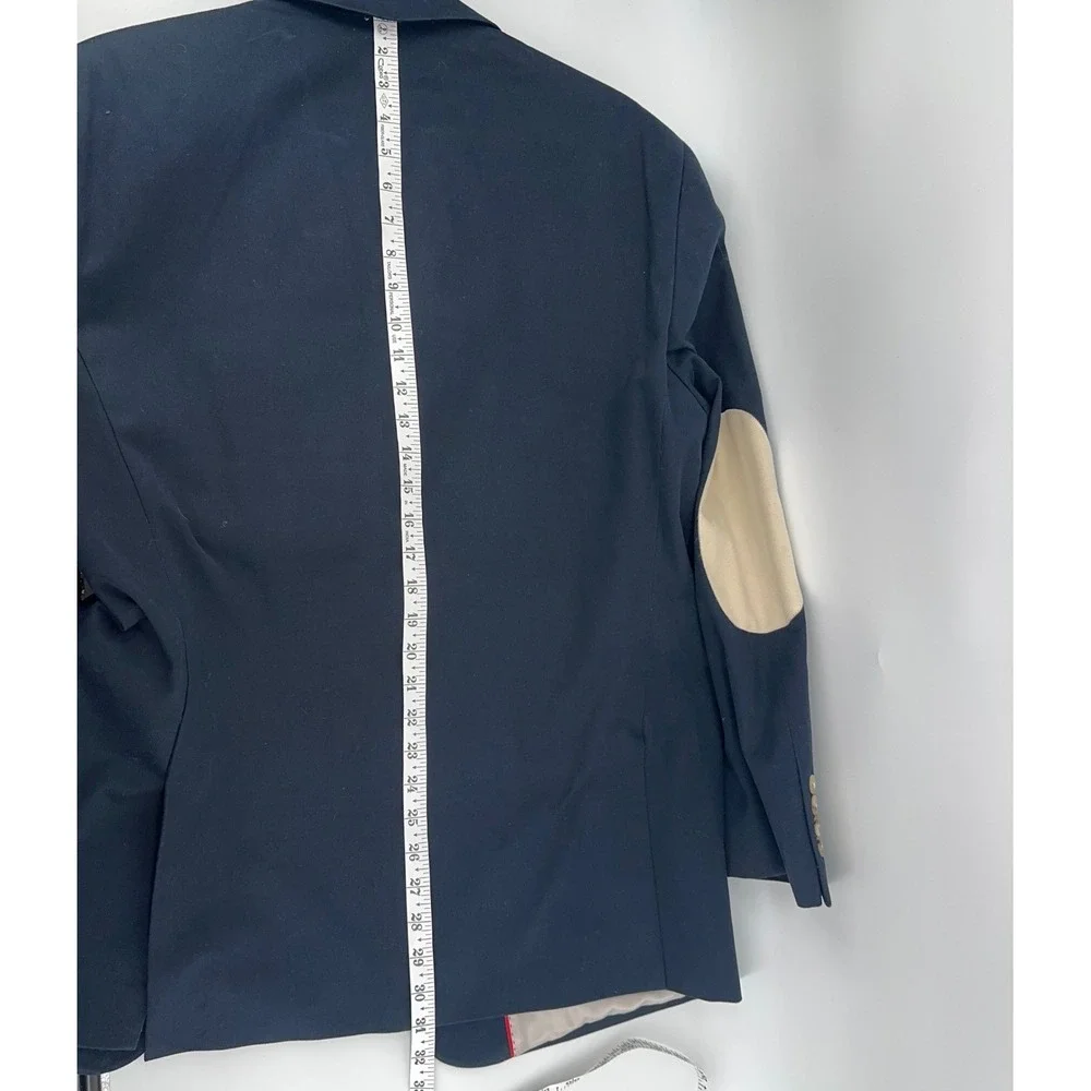 Paul Fredrick Blazer Mens 40S Navy Blue Cotton Suede Elbow Patches Academia